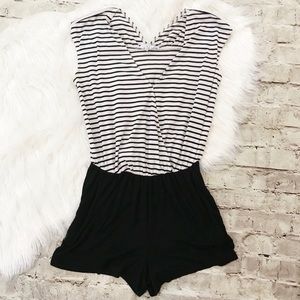 Bcbg Generation Black and White Striped Romper